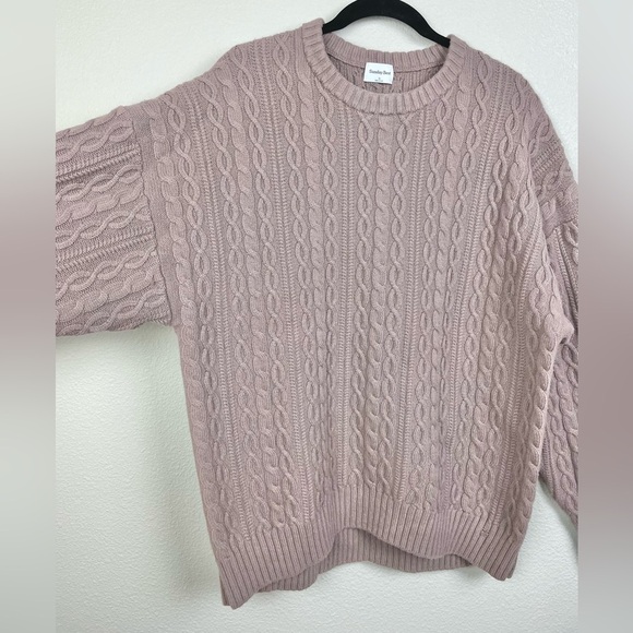 Sunday Best Women's Medium Peggy Sweater Cable Knit Oversized Deep Taupe Neutral - Picture 10 of 16